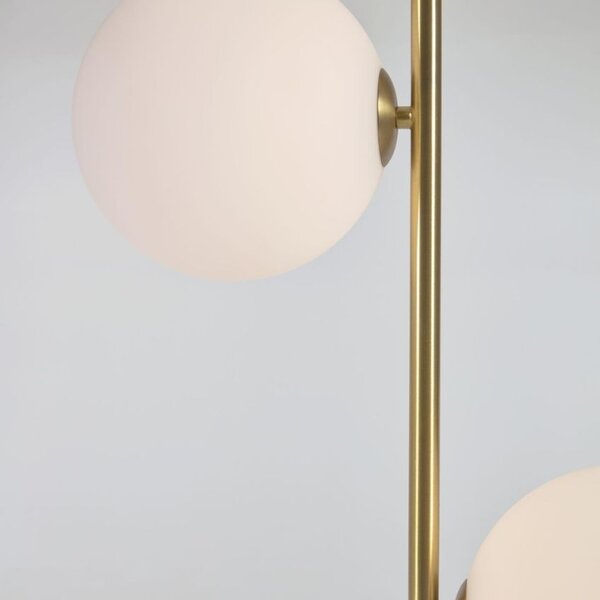 Matně bílá skleněná stojací lampa Kave Home Lonela 161 cm s mramorovou podstavou
