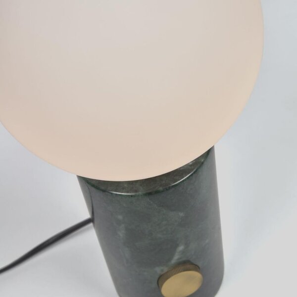 Matně bílá skleněná stolní lampa Kave Home Lonela s mramorovou podstavou