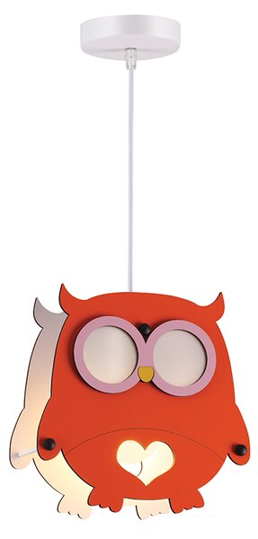ACA DECOR Dětské závěsné svítidlo Owl Orange Ø 25 cm