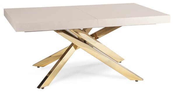 JAKS Rozkládací jídelní stůl Hampton kašmír 160–240 cm zlatá podnož