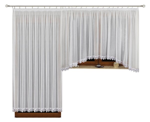 F.Tvoje Hotová jednoduchá voálová balkónová záclona sable s krajkou 200x250cm / 140x300cm