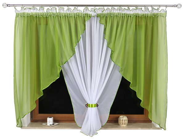 F.Tvoje Hotová voálová záclona se dvěma úkosy Nora 150x400cm Barva: Zelená, Rozměr: 400x150cm