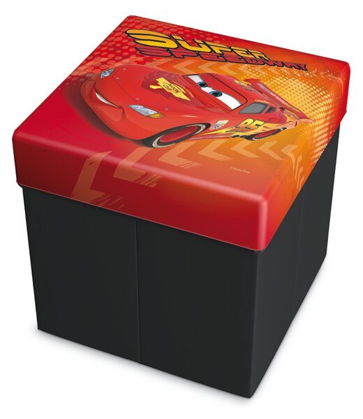 Dětský Sedací puf / box na hračky 2v1 Cars Mcqueen červený 32x32x32cm
