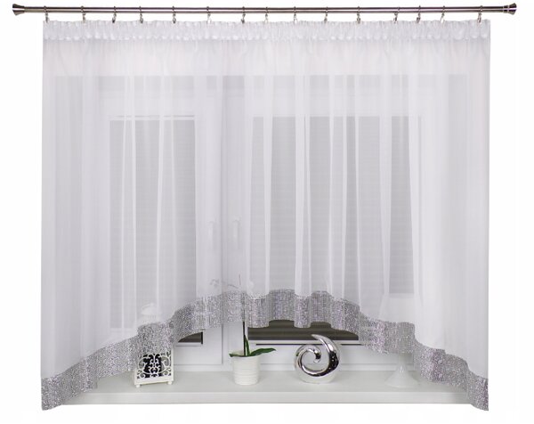 F.Tvoje Hotová voálová záclona s imitovanými zirkony Londýn 150x400cm bílá