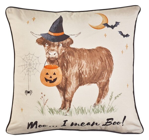 Dekorační polštář s haloweenským motivem 45x45 cm Halloween Highland Cow – Catherine Lansfield