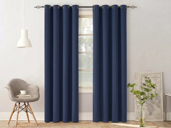 Závěs OXFORD LIGHT 140x250 cm, tmavě modrý Zavěšení: Řasící páska