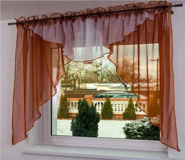 Fabryque curtain Hotová voálová záclona Paris 350x150cm různé barvy Barva: Hnědá
