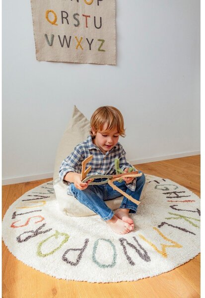 Krémový bavlněný dětský hrací koberec ø120 cm ABC Color and Letters – Lorena Canals