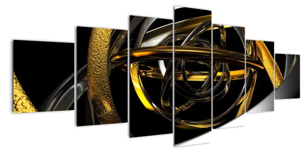 Moderní obraz - zlaté a stříbrné obruče (210x100cm)