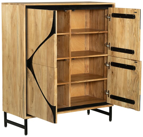 KOMODA, akácie, černá, barvy akácie, 100/115/40 cm Ambia Home - Komody na nožičkách