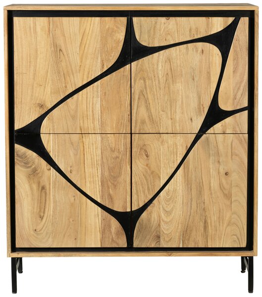 KOMODA, akácie, černá, barvy akácie, 100/115/40 cm Ambia Home - Komody na nožičkách