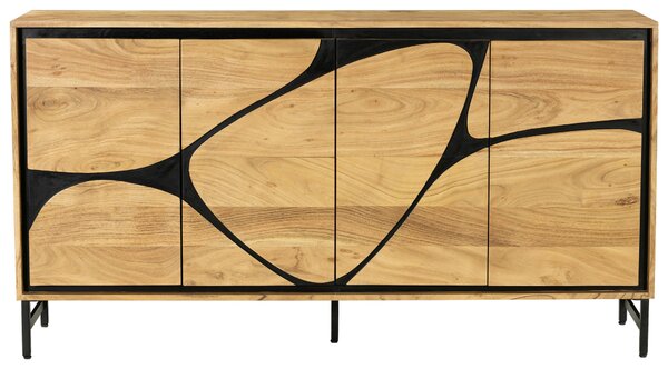 ŠIROKÁ KOMODA, akácie, černá, barvy akácie, 160/85/40 cm Ambia Home - Komody na nožičkách