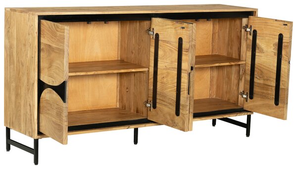ŠIROKÁ KOMODA, akácie, černá, barvy akácie, 160/85/40 cm Ambia Home - Komody na nožičkách