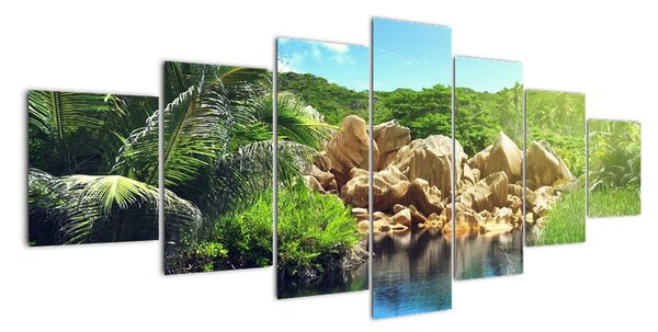 Obraz jezera na Seychelách (210x100cm)