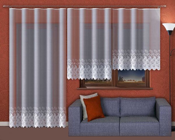 Žakárová záclona se vzorem bílá, metráž 3 rozměry výška: 250cm