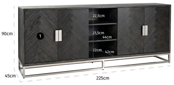 Richmond Dubová komoda Blackbone 225 x 45 cm