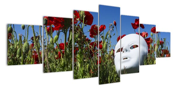 Obraz - maska v trávě (210x100cm)