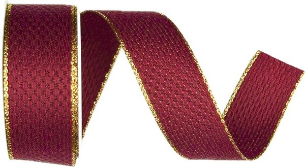 Stuha tkaná Luxe Shine – Burgundy vínová 25mm x 3m (11,-Kč/m)