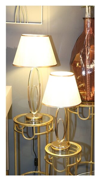 Bílá stolní lampa s konstrukcí ve zlaté barvě Mauro Ferretti Glam Flush