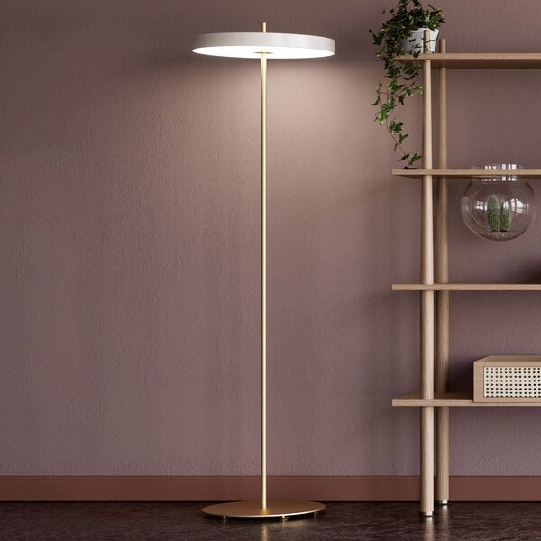 UMAGE Asteria Floor LED stojací lampa perleťová, stmívatelný, Bílá / opál, Obývací pokoj / jídelna, kov, Design
