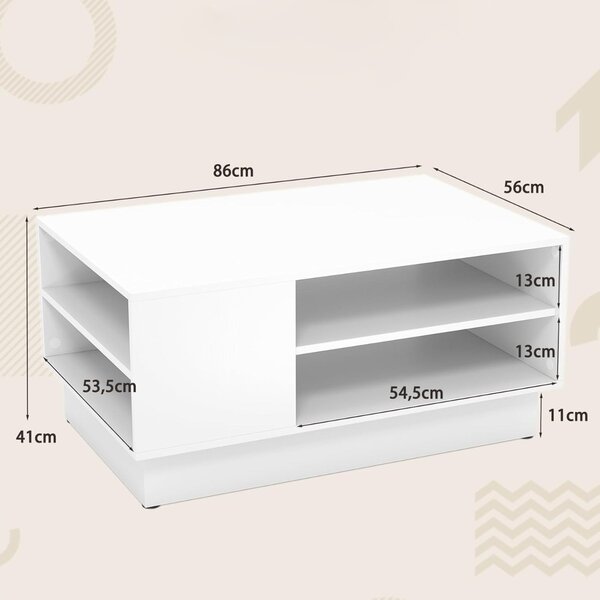 Konferenční stolek Costway obdélníkový 86 x 56 x 41 cm bílý