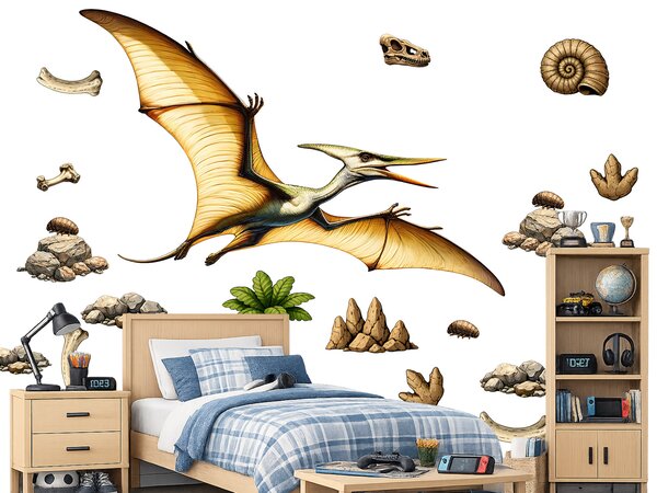 Pterodactyl textilní přelepitelná samolepka na zeď arch 46 x 31 cm