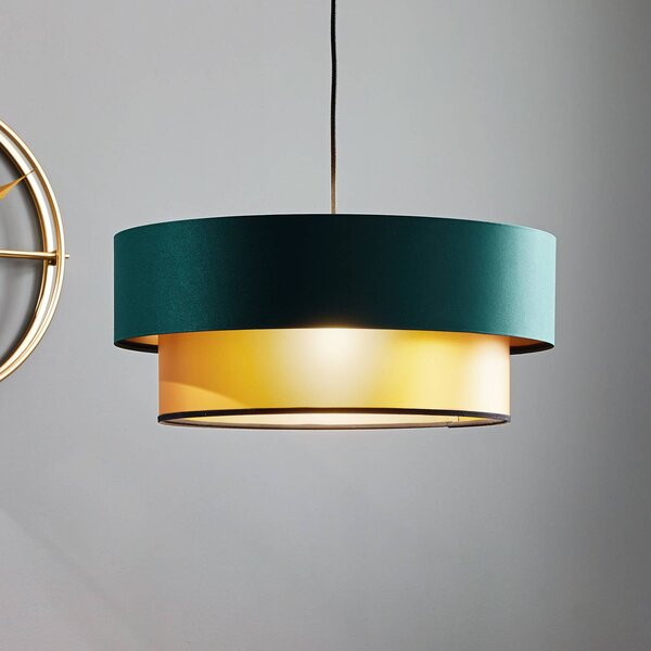 Maco Design Závěsná lampa Dorina, zelená/zlatá Ø 50 cm, stmívatelný, Zelená, Obývací pokoj / jídelna, Plast, Moderní