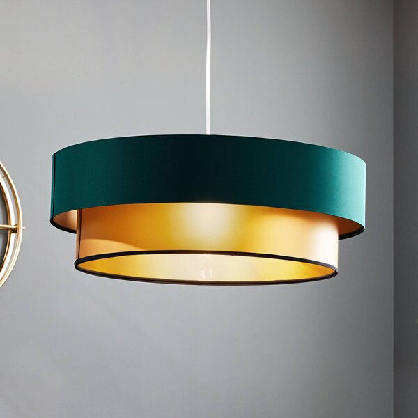 Maco Design Závěsná lampa Dorina, zelená/zlatá Ø 60 cm, stmívatelný, Zelená, Obývací pokoj / jídelna, Plast, Moderní