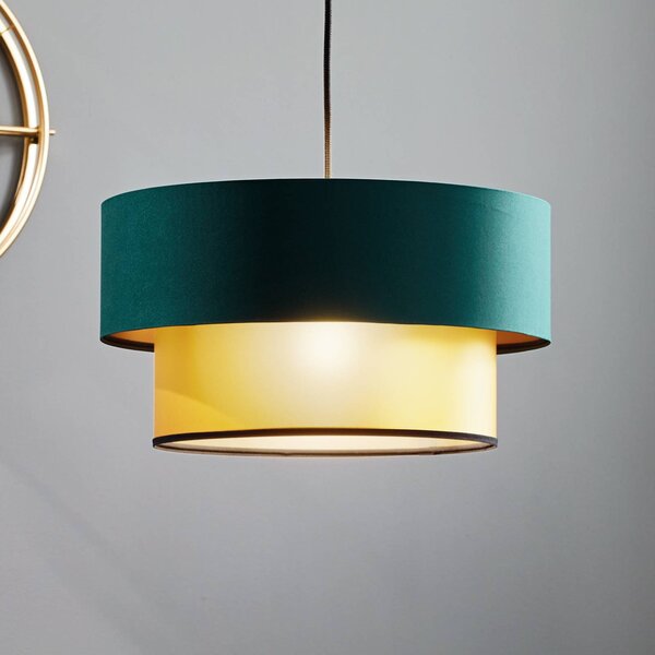 Maco Design Závěsná lampa Dorina, zelená/zlatá Ø 40 cm, stmívatelný, Zelená, Obývací pokoj / jídelna, Plast, Moderní