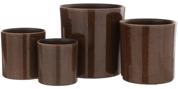 Hnědý keramický květináč J-line Bore 20 cm
