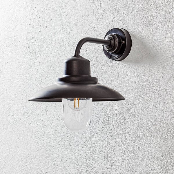 Moretti Luce Venkovní nástěnné světlo Patio mosaz, sklo, čirá, stmívatelný, Bronz / starožitná mosaz, Mosaz, Venkovský / rustikální
