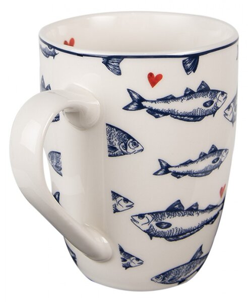 Porcelánový hrnek se vzorem modrých rybiček se srdíčky Sun Sea and Fish – 350 ml