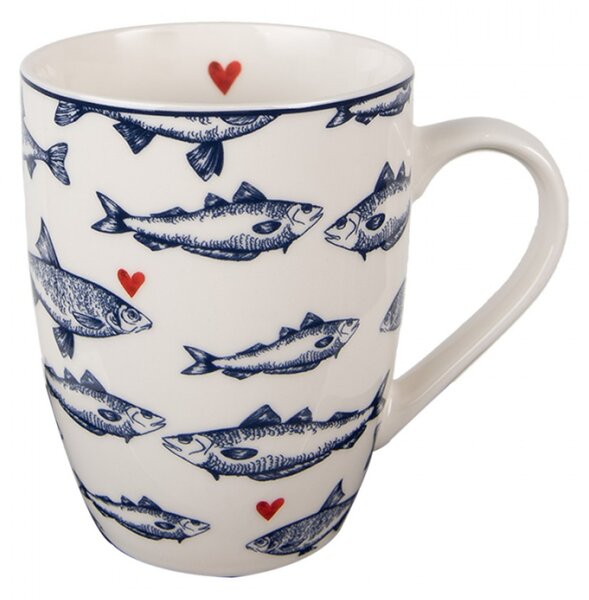 Porcelánový hrnek se vzorem modrých rybiček se srdíčky Sun Sea and Fish – 350 ml
