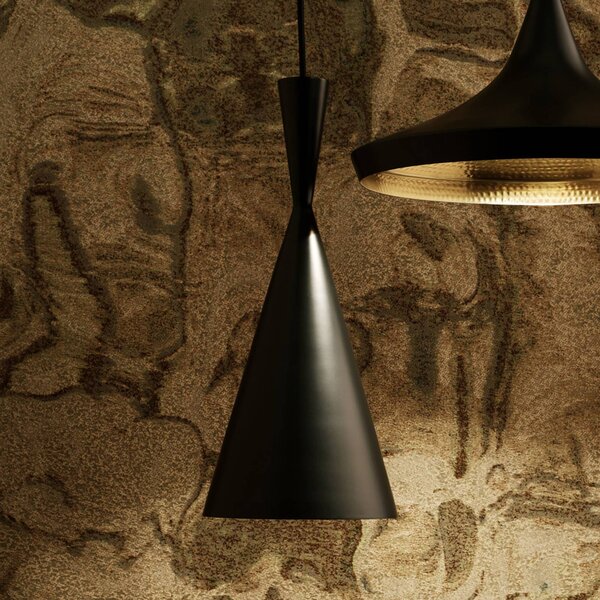 Tom Dixon Beat Tall LED závěsné světlo, černá, stmívatelný, Černá, Obývací pokoj / jídelna, Mosaz, Design