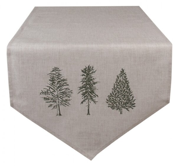 Přírodní bavlněný běhoun se vzorem jehličnatých stromů Natural Pine Trees – 50x160 cm