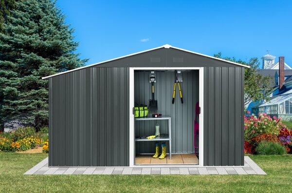 Zahradní domek s dřevníkem BestBerg ZDD-6A / 6 m² / 322 x 196 x 196 cm / šedá