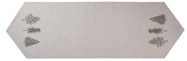 Přírodní bavlněný běhoun se vzorem jehličnatých stromů Natural Pine Trees – 50x160 cm