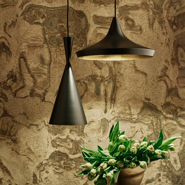 Tom Dixon Beat Wide LED závěsné světlo, černá, stmívatelný, Černá, Obývací pokoj / jídelna, Mosaz, Design