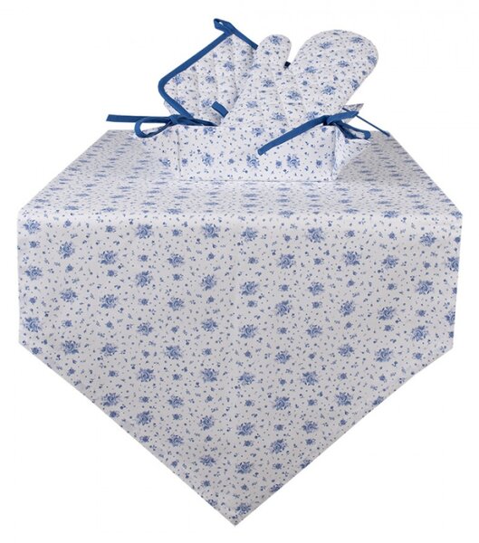 Bavlněný běhoun se vzorem modré růže Blue Rose Blooming – 50x160 cm
