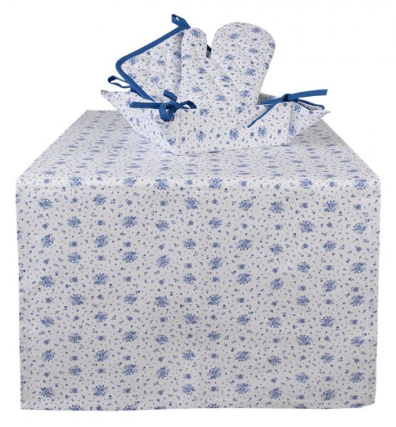 Bavlněný běhoun se vzorem modré růže Blue Rose Blooming – 50x140 cm