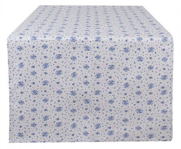 Bavlněný běhoun se vzorem modré růže Blue Rose Blooming – 50x140 cm