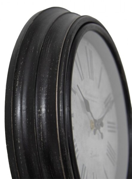 Hnědo-šedé nástěnné hodiny s patinou a nápisem Westminster Clock Company – 29x5 cm