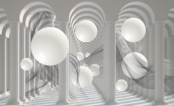 3D Fototapeta Bílé koule vlies 152,5 x 104 cm