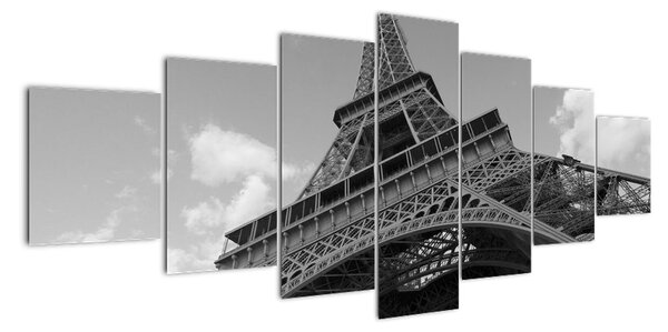 Černobílý obraz Eiffelovy věže (210x100cm)