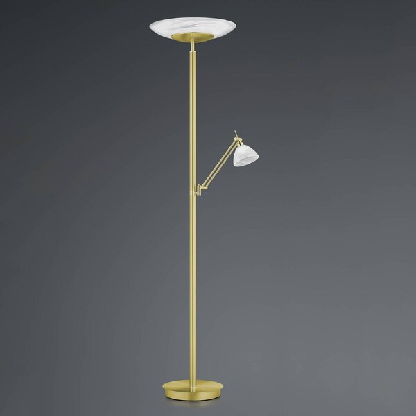 HELL LED stojací lampa Findus, 2 světla, mosaz, stmívatelný, Mosaz / zlato, Obývací pokoj / jídelna, kov, Moderní