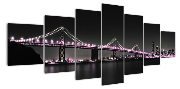 Noční osvětlený most - obraz (210x100cm)