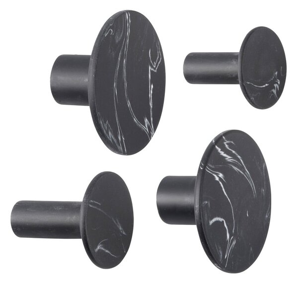 Sada 4 černých háčků PT LIVING Marble