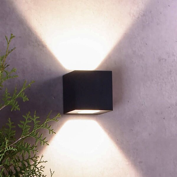 Deko-Light Venkovní nástěnné svítidlo LED Jabbah, tmavě šedé, nahoru/dolů, Hliník / šedá / zinek, Hliník, Moderní, Nástěnné svítidlo / světlem dolů