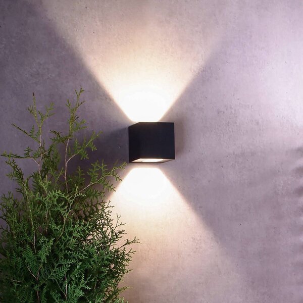 Deko-Light Venkovní nástěnné svítidlo LED Jabbah, tmavě šedé, nahoru/dolů, Hliník / šedá / zinek, Hliník, Moderní, Nástěnné svítidlo / světlem dolů