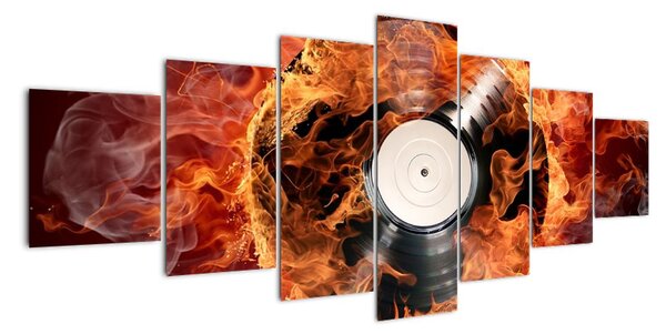 Obraz hořící gramofonové desky (210x100cm)